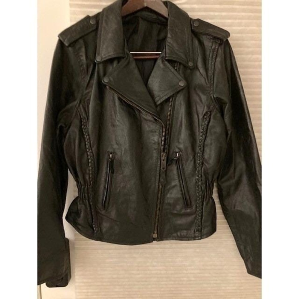 Heavy Black Leather Womens Biker Jacket  COW HIDE QUALITY Y2K 90s YKK Sleeve Zip